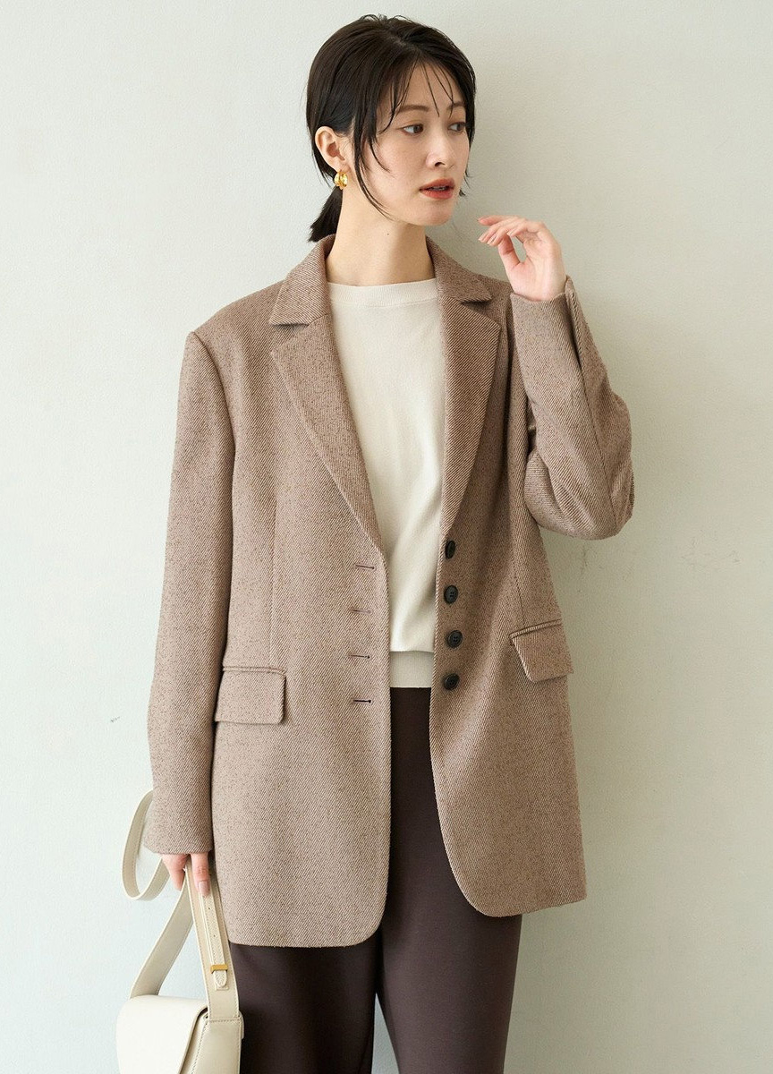 環紋紗粗花呢外套